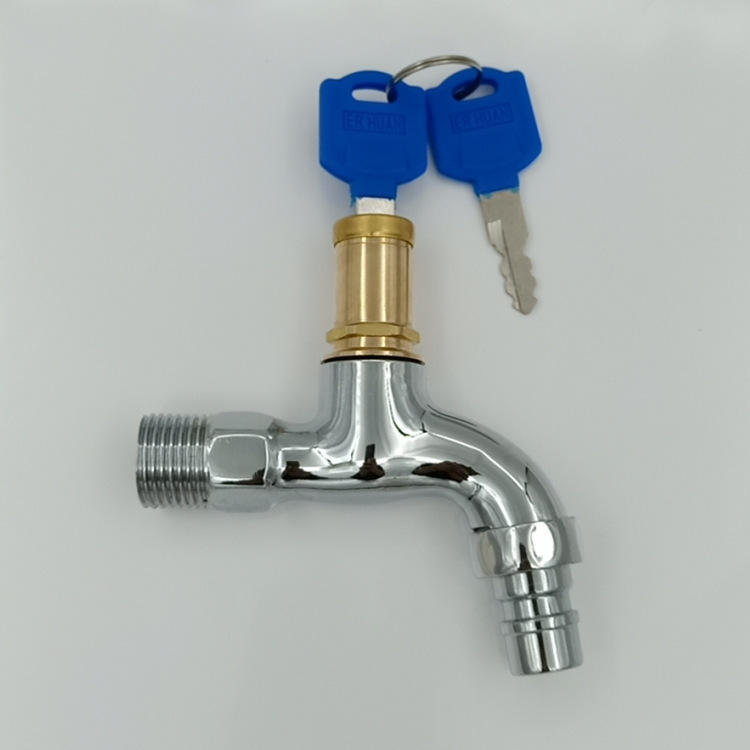 家用户外防盗钥匙4分带锁匙水嘴黄铜快开不锈钢304洗衣机 水龙头
