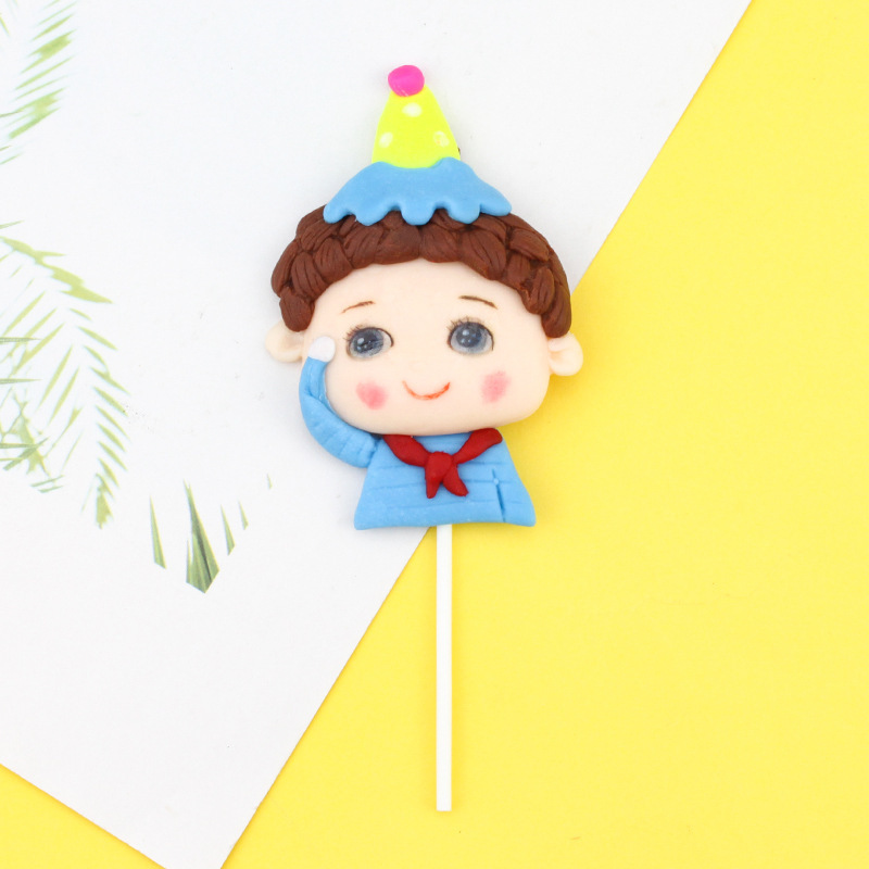 儿童节卡通气球长劲鹿滑滑梯红领巾男孩女孩生日蛋糕烘焙装饰插件