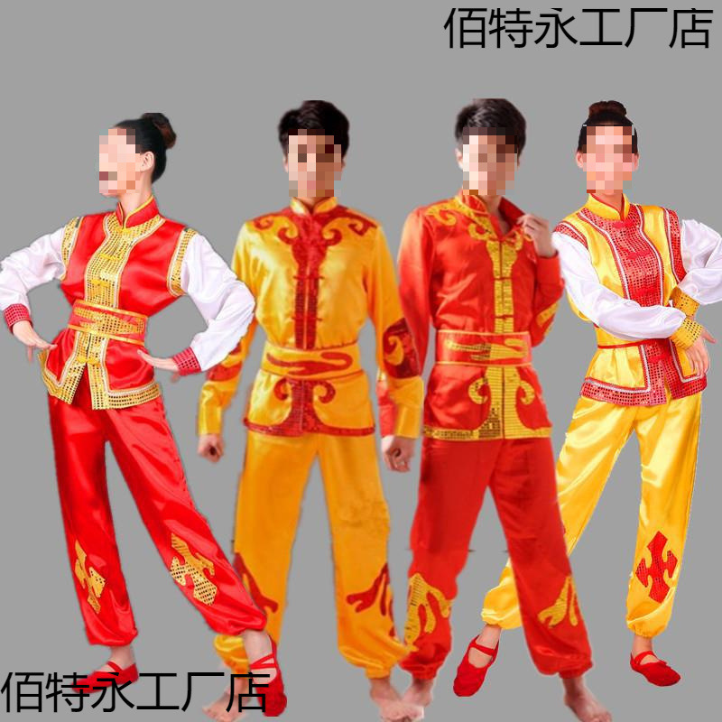 新款民族服装演出服装男秧歌服舞龙服舞狮服锣鼓队打鼓服龙舟服