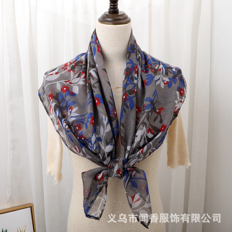 2023 New Scarf 90 Square Scarf Retro Ethnic Style Sun Protection Closed Toe Scarf Dustproof and Sun Protection Floor Work Scarf