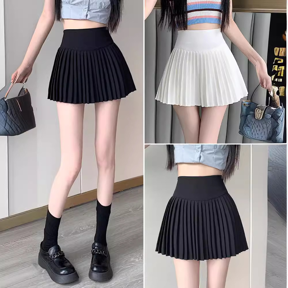 黑色半身裙女夏高腰百褶裙2024新款春季短裙a字裙显瘦伞裙裙子夏