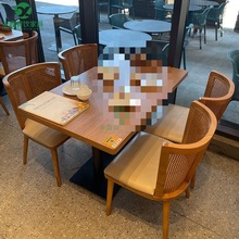 实木茶餐厅桌椅卡座沙发餐饮店火锅西餐厅桌椅组合商用