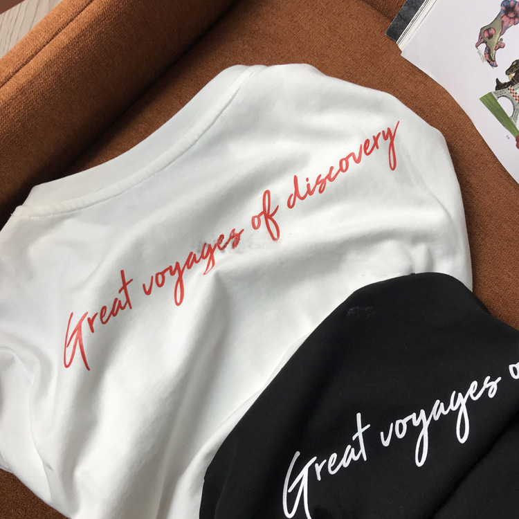 Oh, My God! Treasure Factory Recommended! Very Trendy and Very Stylish ~ Loose Handwritten Letter T-shirt for Women Spring and Summer