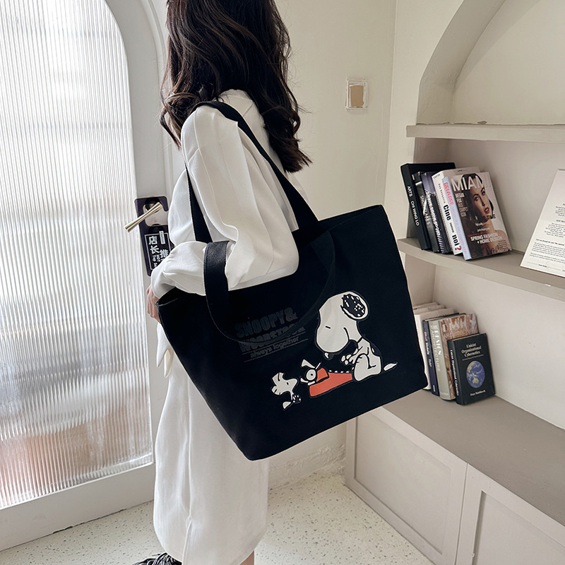 New One-Shoulder Canvas Bag Fashion Women's Portable Tote Bag Korean Style All-Match Student Canvas Large Capacity Shopping Bag