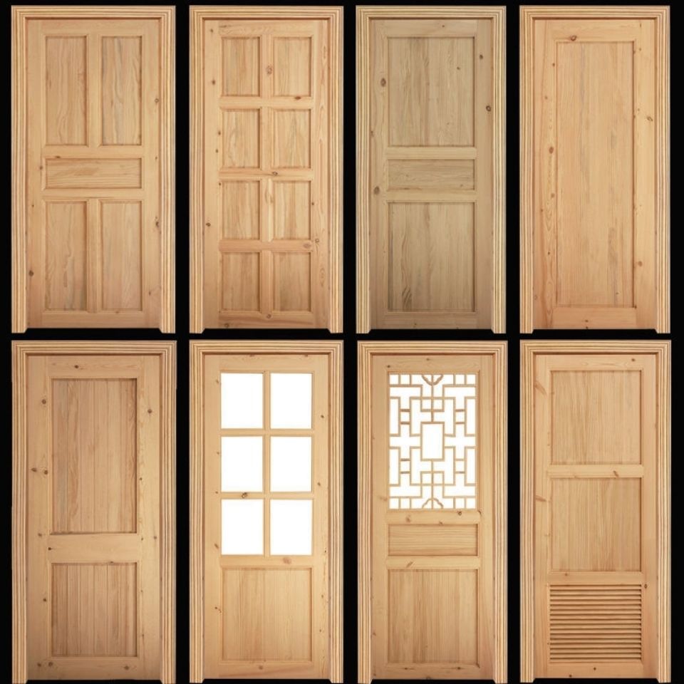 杉木门卧室房间门套装双开门原木实木门民宿中式饭店门室内门