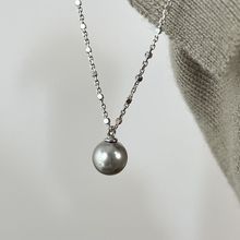 清冷高级银灰色正圆强光珍珠S925纯银项链早春轻奢高级感锁骨链女