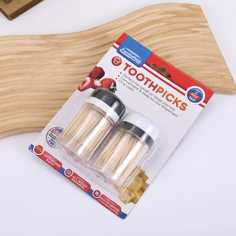 Disposable Transparent Double-Headed Pointed Bamboo Toothpick with Toothpick Box Bamboo Toothpick Household Hotel Suction Card Toothpick Wholesale