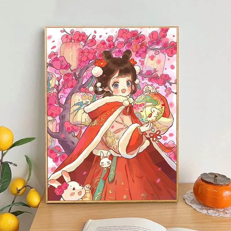 正品蒙娜丽莎皇室十字绣 古风女孩 卡通可爱金丝布无勾边51色满绣