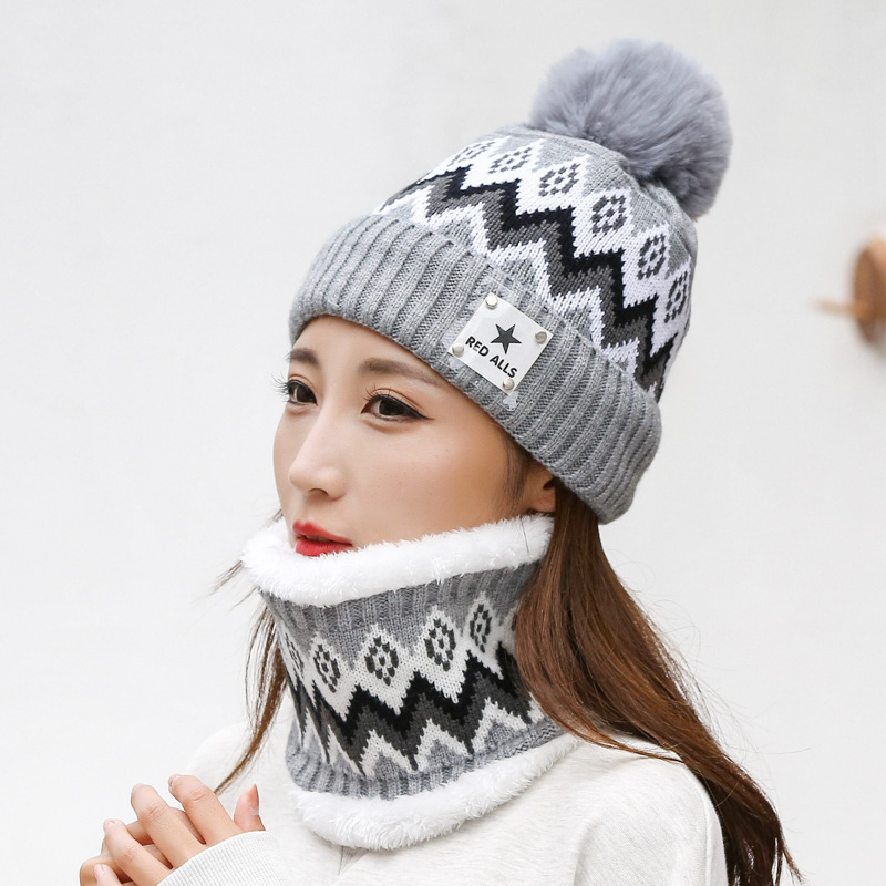 Women's Hat Winter Fleece-Lined Thickened Woolen Cap Windproof Warm Ear Protection Autumn and Winter Korean Style Versatile Knitted Cycling Cap
