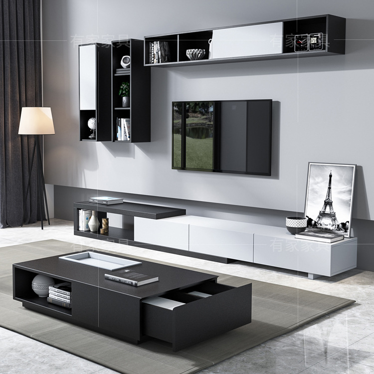 北欧壁柜电视背景墙吊柜组合现代简约小户型客厅电视墙柜储物挂柜