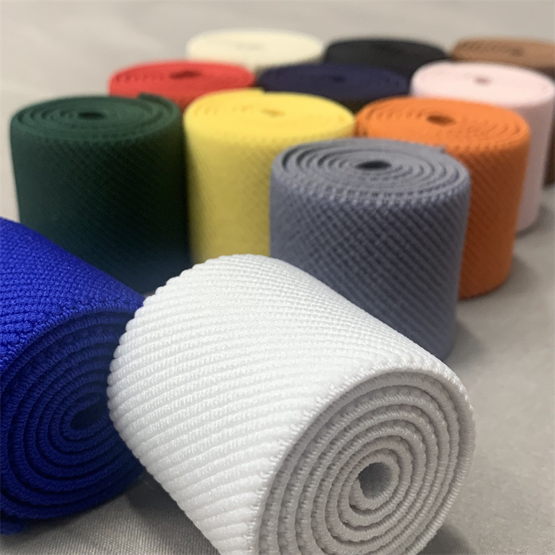 In Stock 4cm Wide Single-Sided Twill Thick Color Elastic Band Luggage Woven Elastic Tape Clothing Accessories