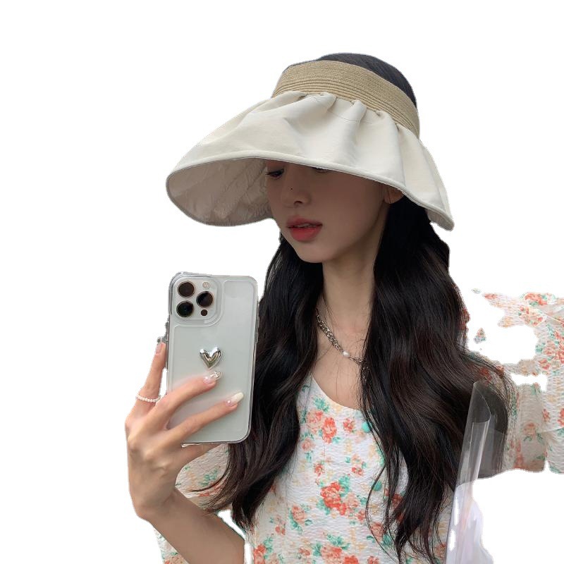 Sun Hat Female Summer Big Brim Cute Topless Hat Sports Temperament Sun Protection Hat Riding Straw Hat Shell Hat Wholesale