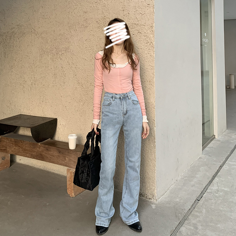 Skinny Jeans for Women Spring and Autumn 2023 New High Waist Slimming High Straight Slim Fit Small Bell-Bottom Pants Trendy