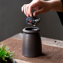 陶怡  复古粗陶茶叶罐窑变岩苔烧储物罐家用红茶绿茶存储防潮锁香