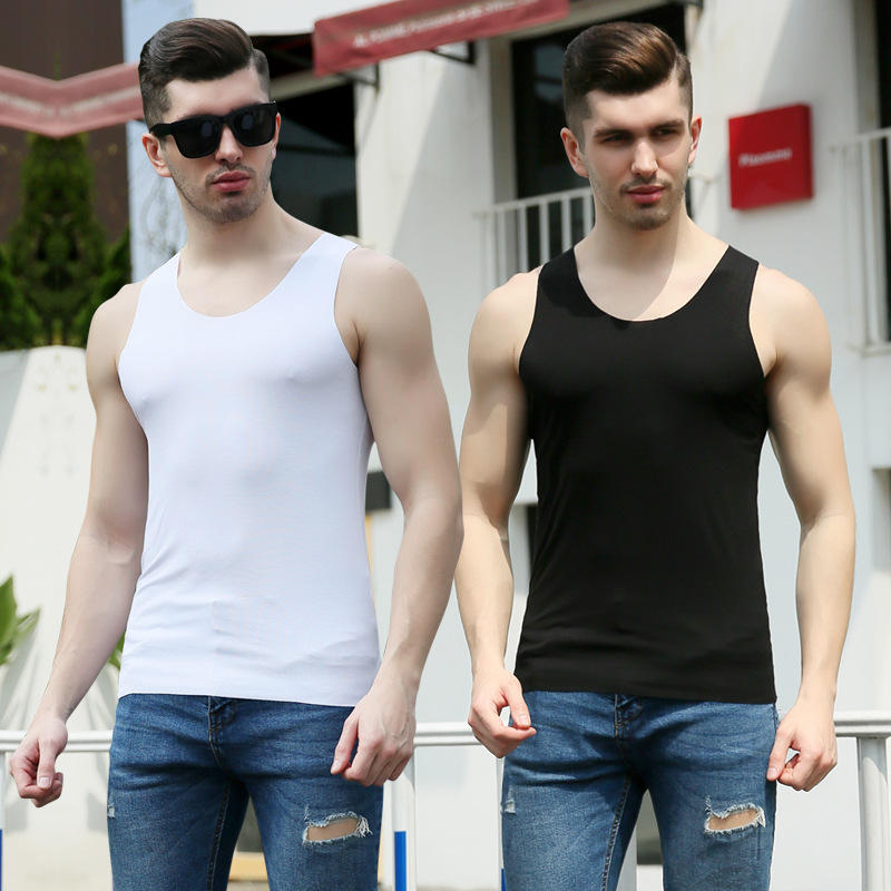 定制男士背心紧身莫代尔棉无痕吊带跨栏运动内穿内衣上身打底衫男