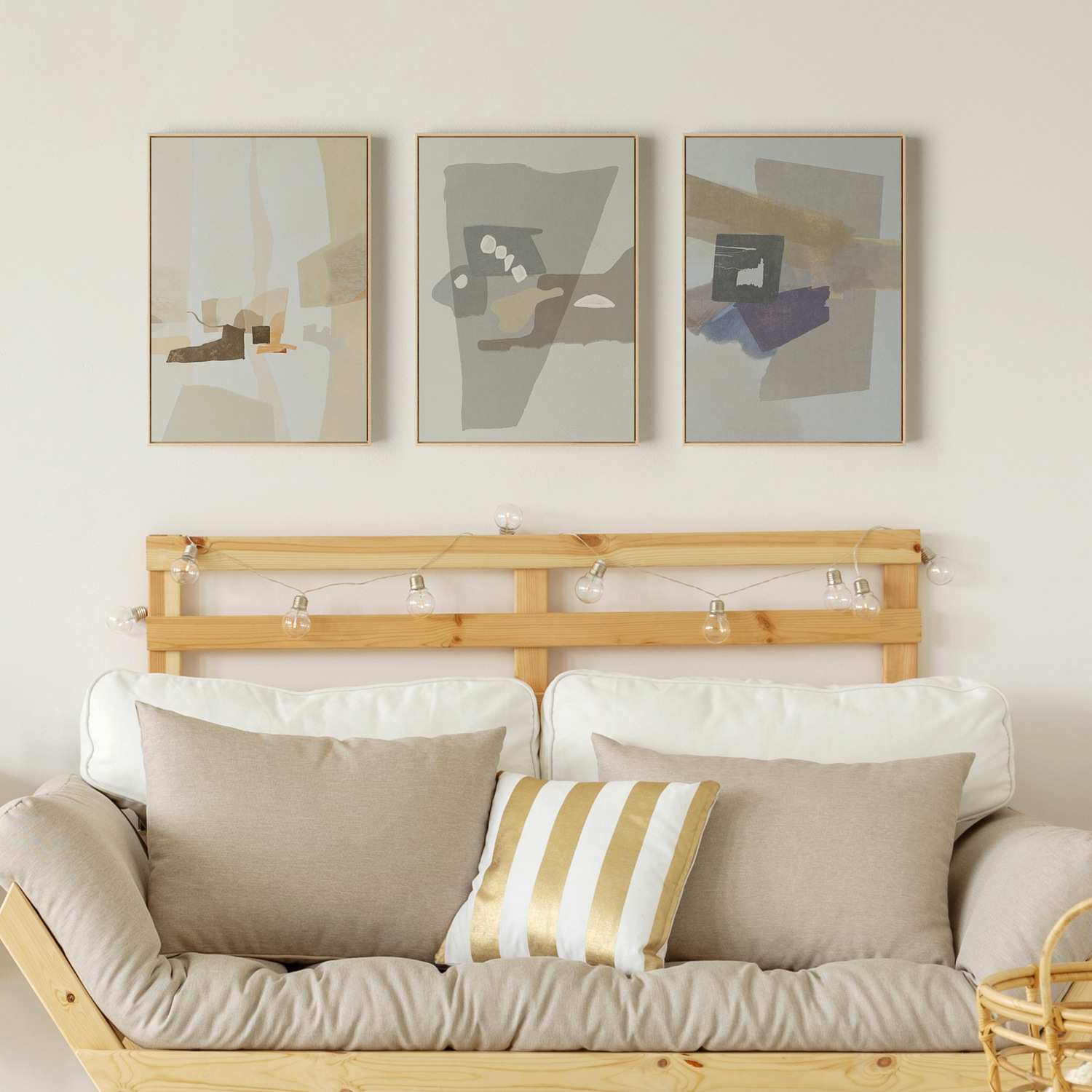 几米家  北欧客厅装饰画卧室田园风原木色挂画沙发背景墙壁画