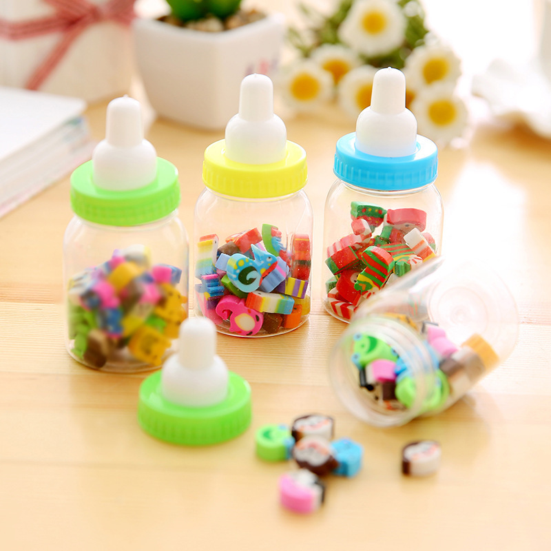 Children's Creative Cartoon Animal Fruit Milk Bottle Eraser Student Eraser Stationery School Supplies