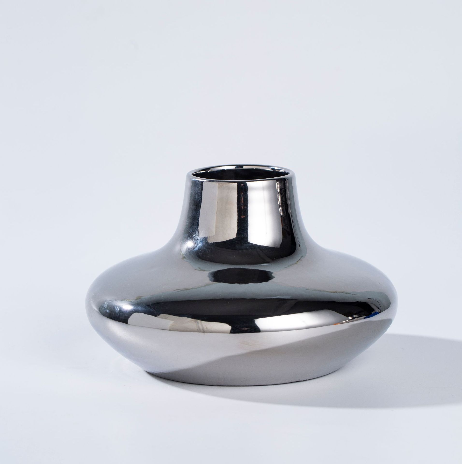 景德镇高温陶瓷镀银花瓶装饰品样板房花器