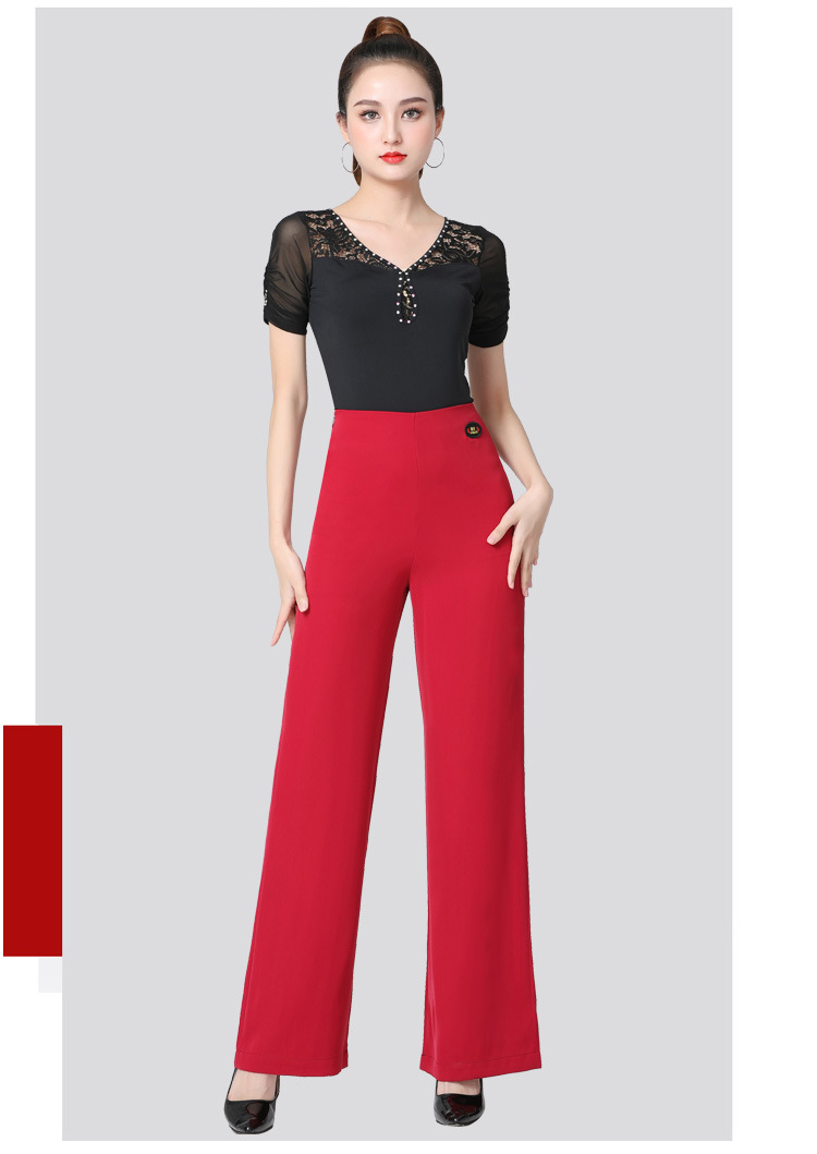 新款女士拉丁舞阔腿裤高腰长裤交谊舞国标摩登舞广场舞裤微喇叭薄