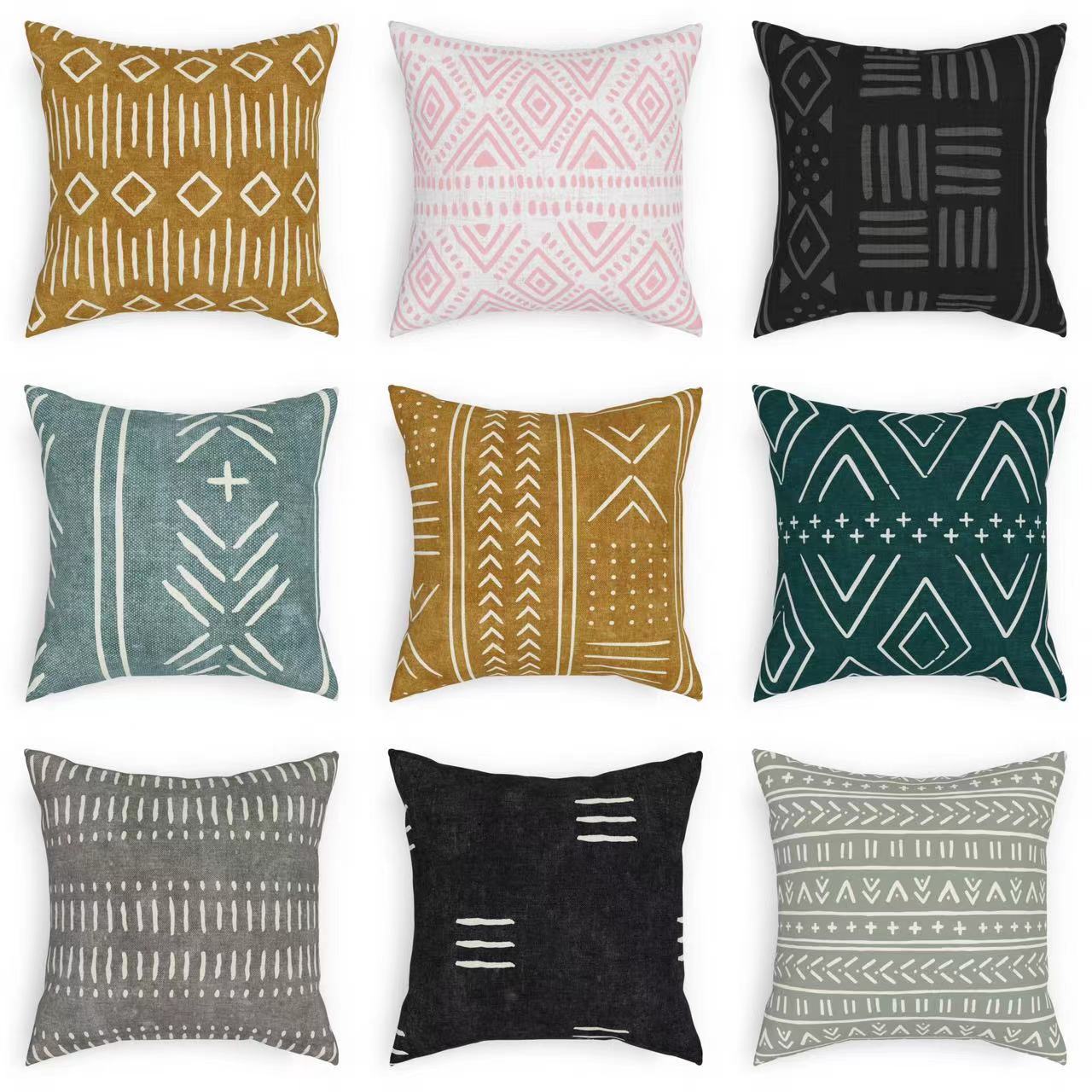 亚马逊跨境抱枕定制logo简约亚麻抱枕套桃皮绒沙发靠枕靠垫套厂家