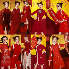 W2红色旗袍冬季加厚新年过年拜年服女大人改良唐装中国风喜庆女装