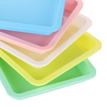 实验室彩色托盘加厚防滑幼儿园塑料收纳盘画盘张方形pp聚丙烯材质