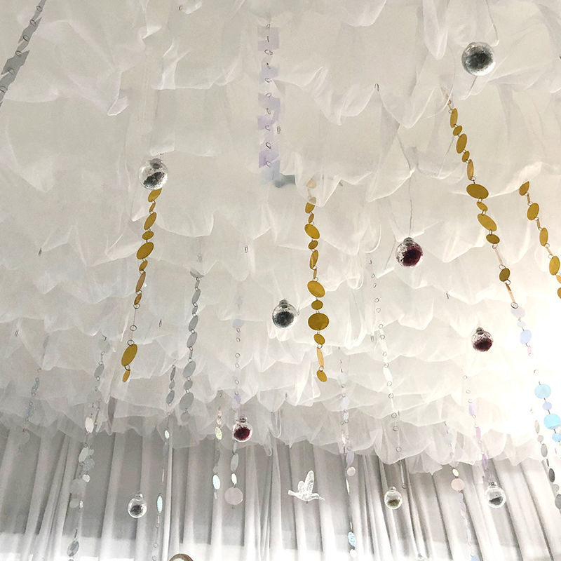 婚庆道具云顶纱吊顶纱幔装饰纱幔院室内装修云朵顶网纱瑞士纱