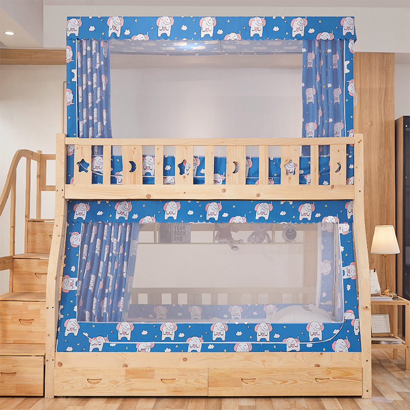 加密遮光帘子母床上下铺高低床蚊帐学生宿舍寝室梯形床支架蚊帐