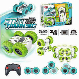 跨境新款旋转立行驶双面翻滚陀螺仪特技车旋转跳舞遥控车儿童玩具