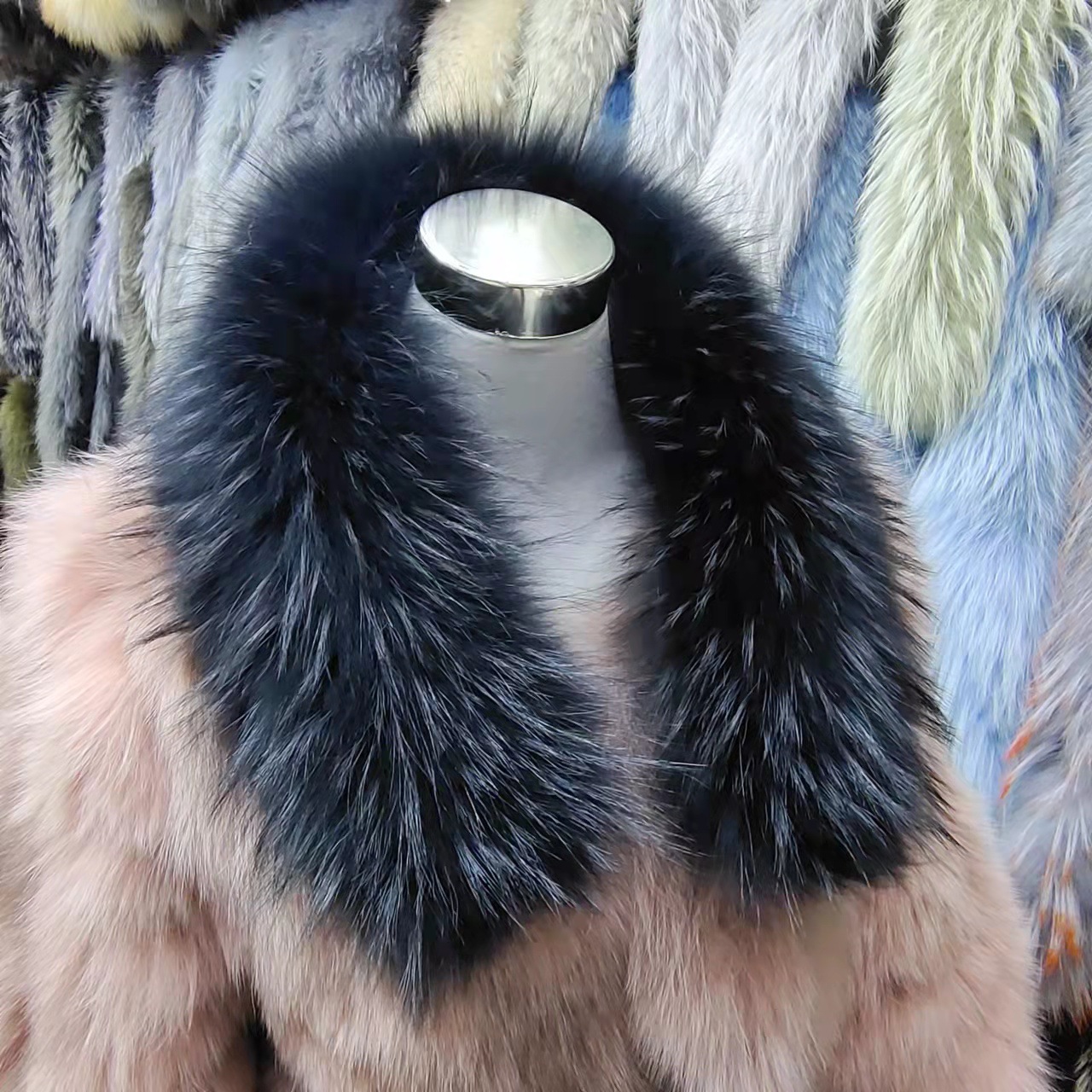 厂家批发毛领 时尚真貉子毛毛领 派克服款皮草辅料