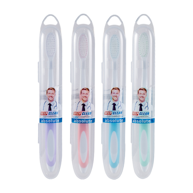 Foreign Trade Cross-Border Big Head High Density Color Soft Fur Two-Color Independent Travel Tube Packing Adult Home Use Toothbrush Set Wholesale