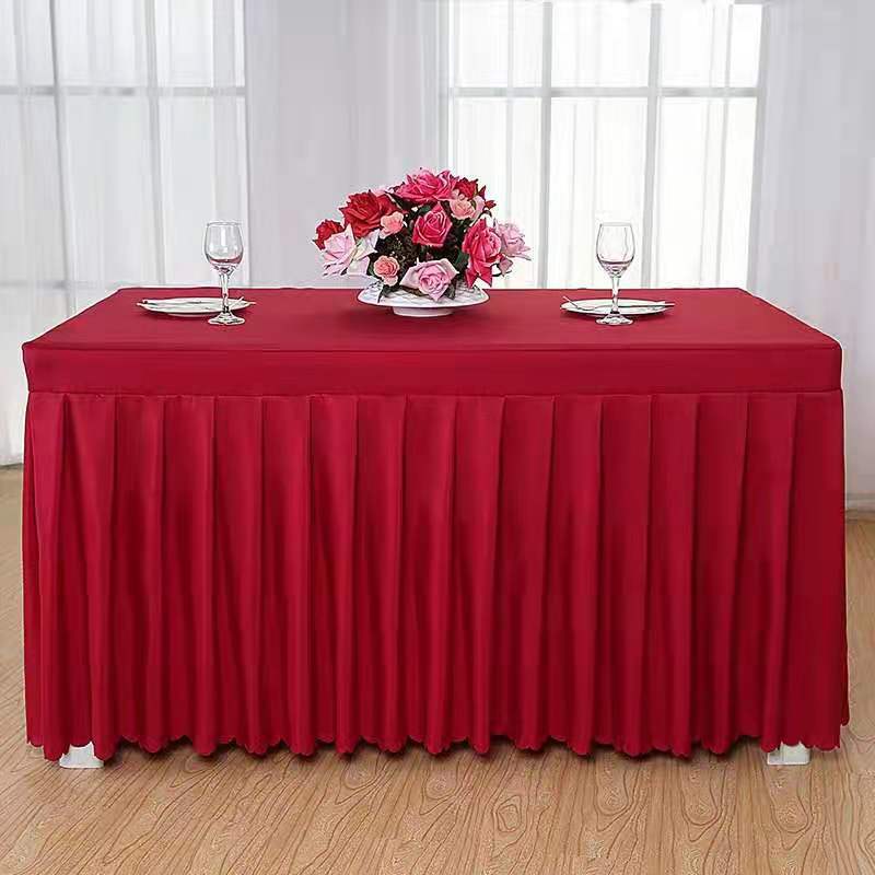 厂家供应桌裙展会宴会桌布 单色台布长条会议桌布桌套现货