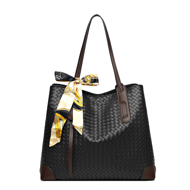 Women's Bag New 2023 Handbag Fashion Woven Large Capacity Totes Versatile Simple Shoulder Bag with Silk Scarf