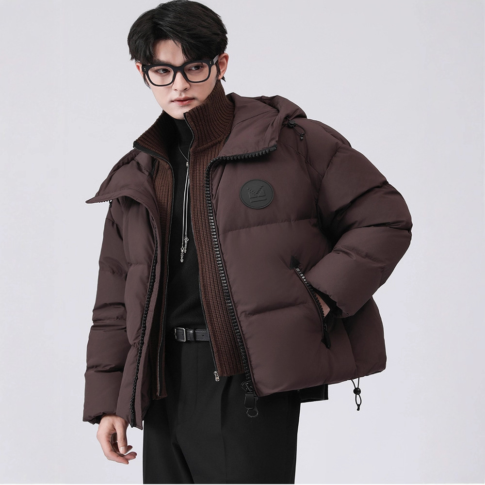 239G加厚帅气百搭复古日系连帽面包服冬季新款宽松羽绒服痞帅外套