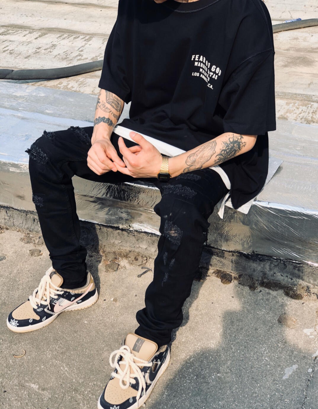 fear of god fog圣诞节展会限定耶稣男女同款高街潮流宽松短袖t恤