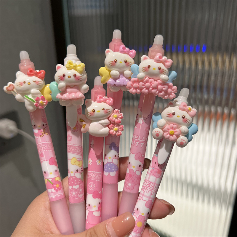 樱花凯蒂猫按动可擦笔挂件笔st头蓝色磨磨乐速干学生中性笔少女心