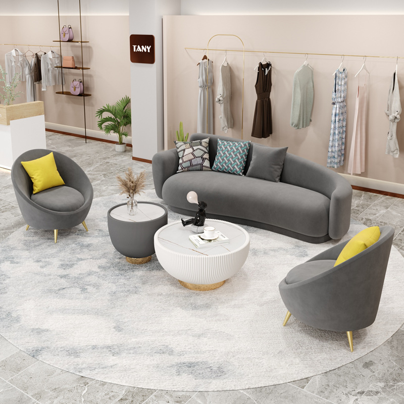 北欧服装店沙发茶几组合女装店休息区创意布艺沙发美容院大厅沙发