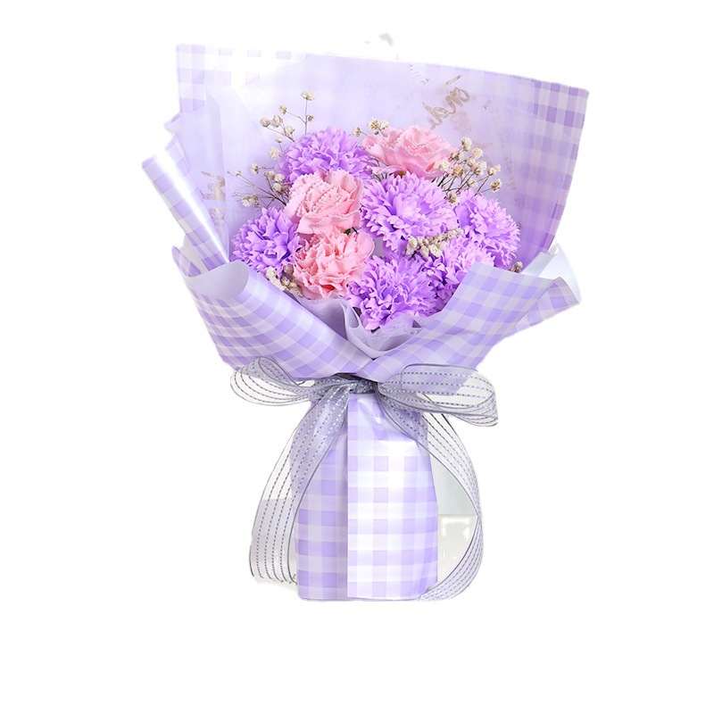 Qixi Bouquet Creative Practical Gift for Boyfriends and Girlfriends Carnation Rose Soap Flower Window Handbag Bouquet