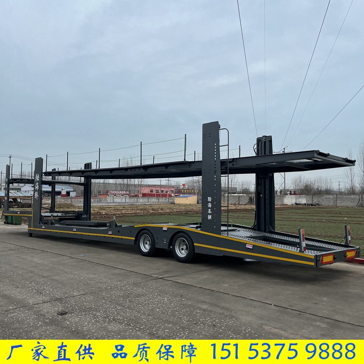 8位轿车框架式运输车 17米二桥出口笼车 空气悬架车辆运输半挂车