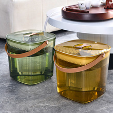 茶渣桶简约北欧风茶渣桶pet透明可视加密轻奢过滤加厚手提 茶水桶