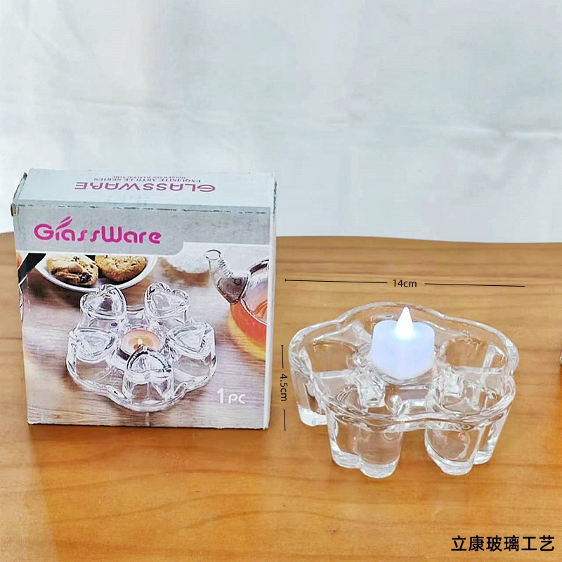 Factory Direct Sales Candle Candlestick Heating Base Tea-Boiling Stove Creative Glass Heart-Shaped Candle Accessories
