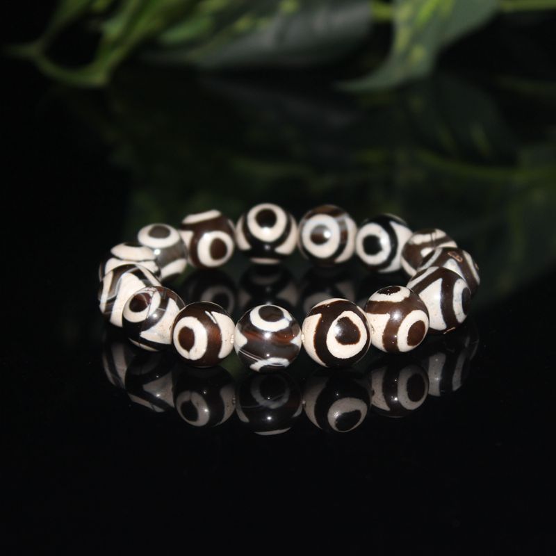 清晚期老玛瑙三眼天珠手链圆珠子手链 老珠古珠收藏 天珠手链批发