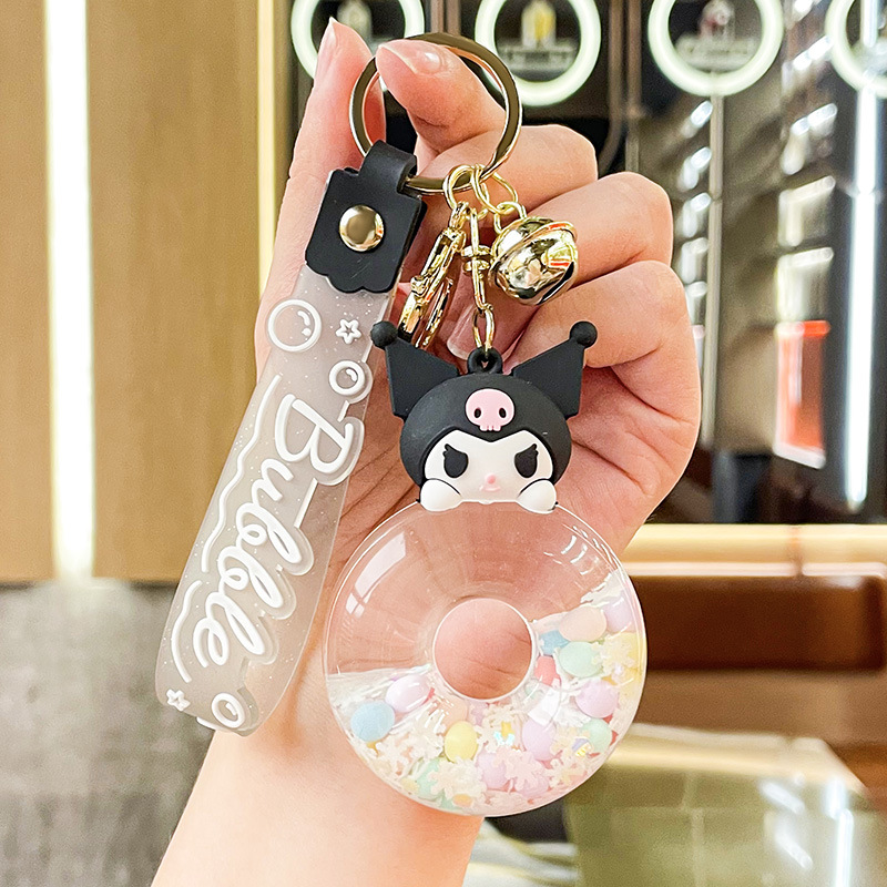 Oil-in Donut Sanrio Keychain Bag Pendant Acrylic Quicksand Key Chain Ornaments Small Gift Wholesale