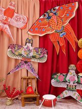 宝宝周岁礼布置道具传统纸灯笼儿童生日宴中式复古燕子金鱼风筝