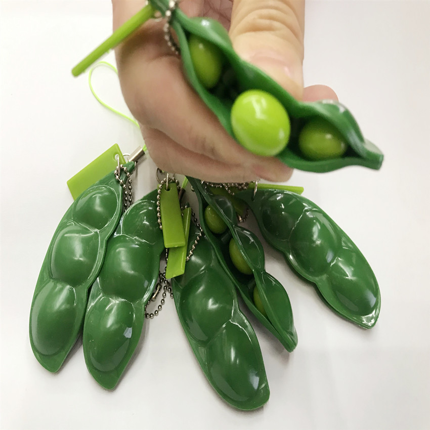 跨境玩具 挤压毛豆挤挤乐 发泄毛豆 无限毛豆玩具 豌豆荚钥匙扣