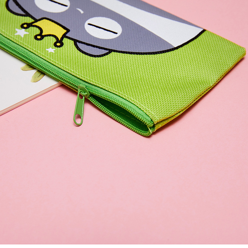 Creative Korean Version Cartoon Canvas Pen Bag Cute Oxford Zipper Coin Purse Stationery Case Student Stationery Pencil Bag