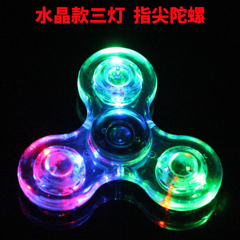 Factory Direct Sales Fingertip Gyro Crystal Luminous Transparent LED Light-Emitting Decompression Children's Toy Hand Spinner