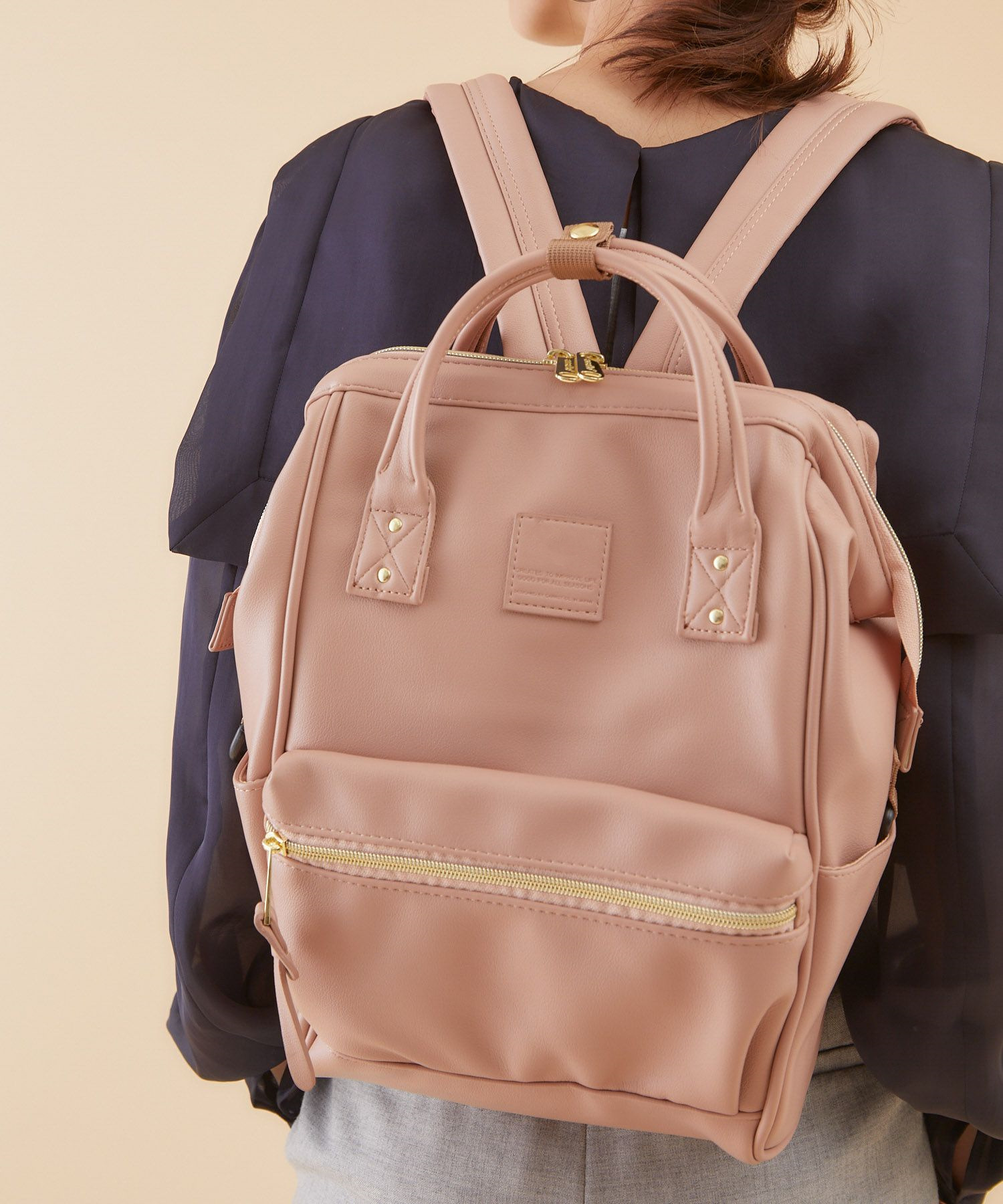 日本乐天双肩包口金包pu旅行背包女包学生书包bags中古包小号