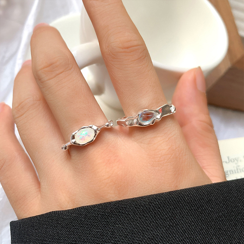 Zhiyun 925 Sterling Silver Ring for Women Ins Special-Interest Design Moonstone Light Luxury High-Grade Ornament New Ring Non-Fading