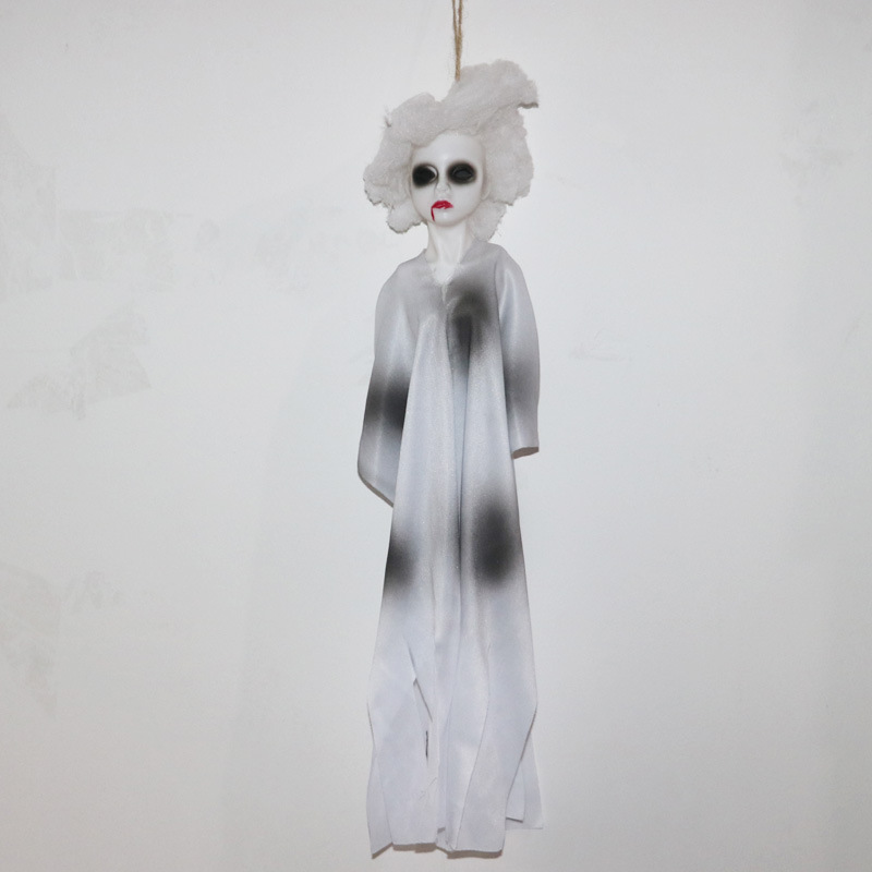 万圣节鬼屋恐怖气氛布置道具女鬼吊鬼白色女鬼挂件鬼节装饰小吊鬼